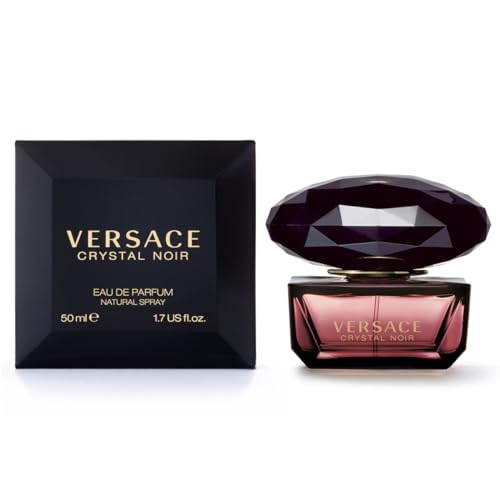 Versace Crystal Noir packaging box close-up emphasizes compact travel-ready beauty.