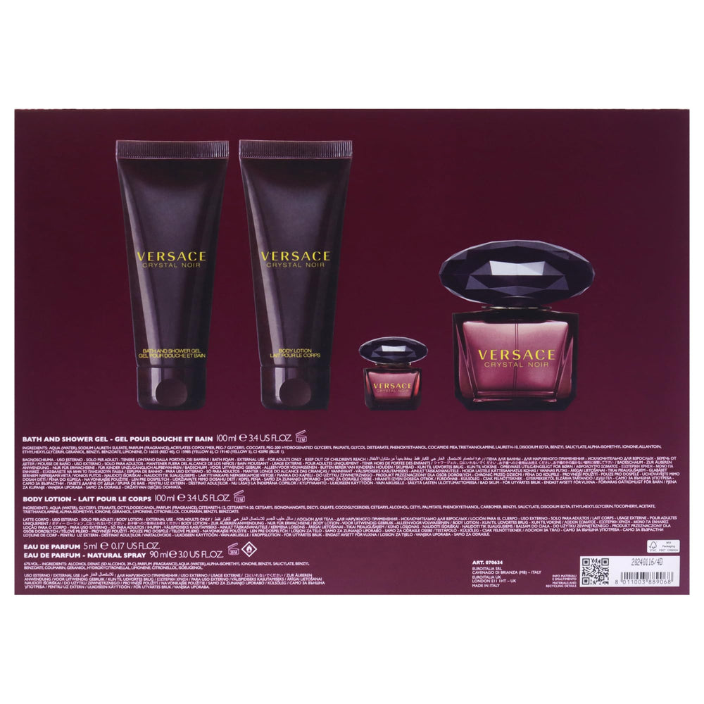 Versace Crystal Noir gift set box, premium packaging for gifting or storage.