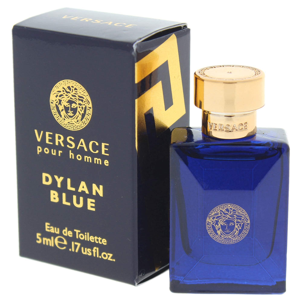 Versace Dylan Blue Mini packaging box highlights premium presentation for shelf display.