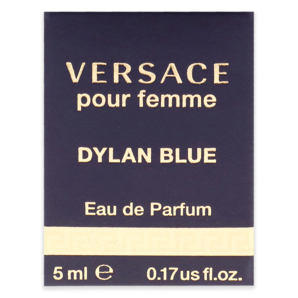 Versace Dylan Blue label close-up confirms authentic branding and fragrance identity.