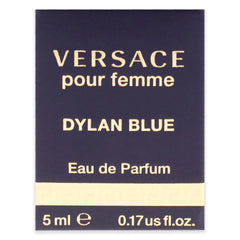 Versace Dylan Blue label close-up confirms authentic branding and fragrance identity.