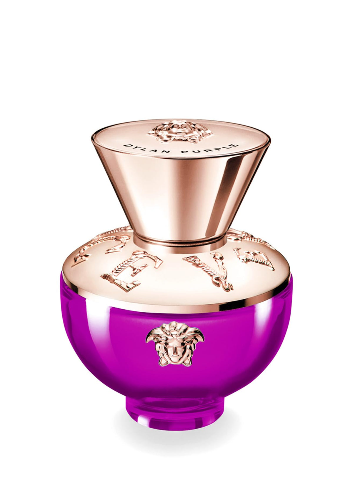 Versace Dylan Purple bottle pose highlights a vibrant floral fruity scent for evenings