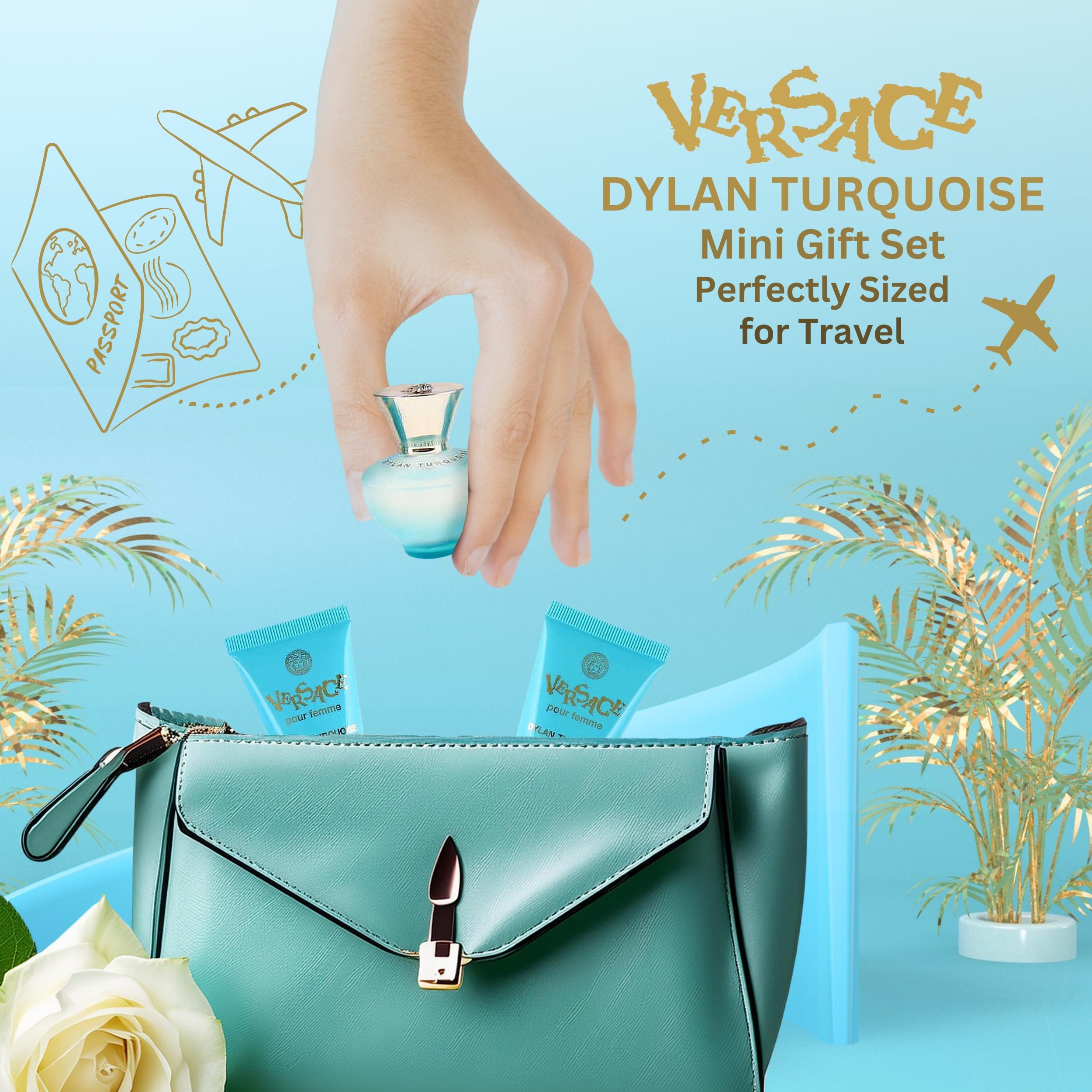 Versace Dylan Turquoise bottle detail catching light