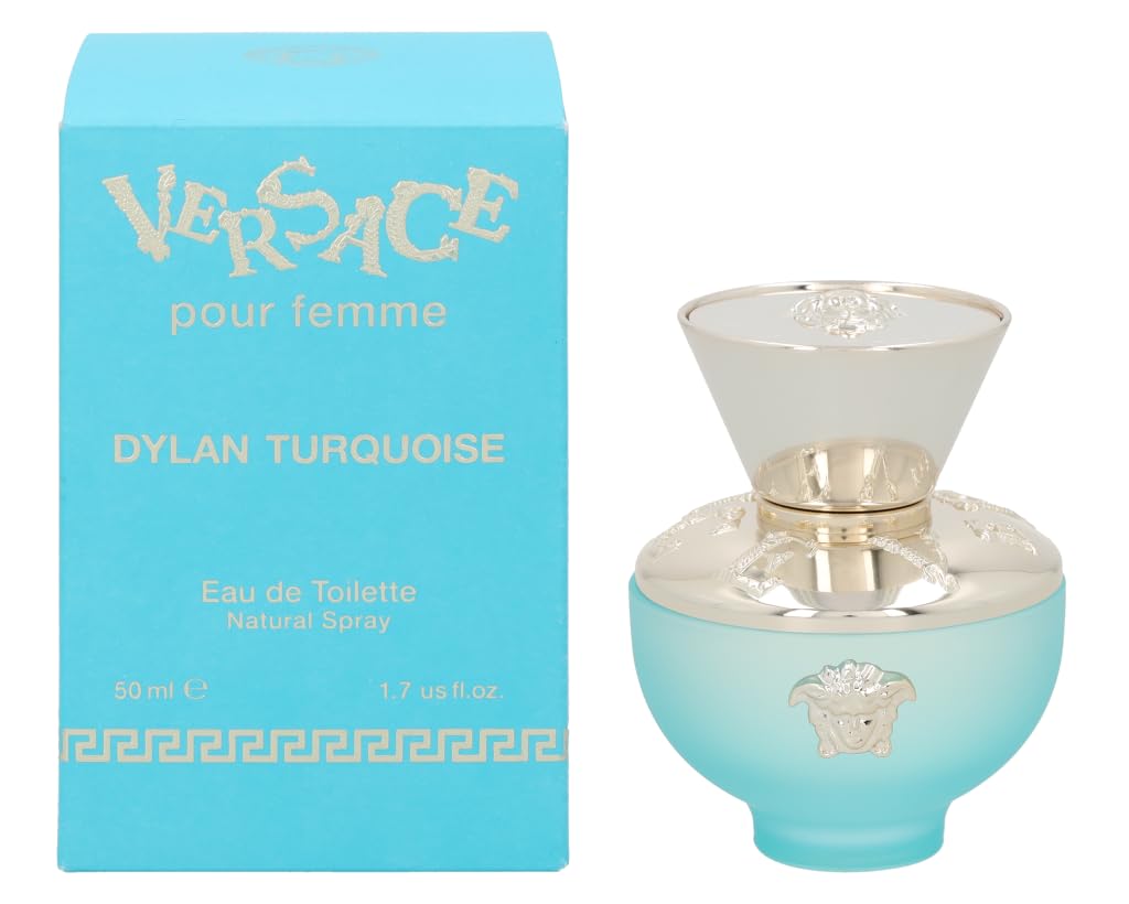 Versace Dylan Turquoise EDT bottle close-up for fresh daytime wear.
