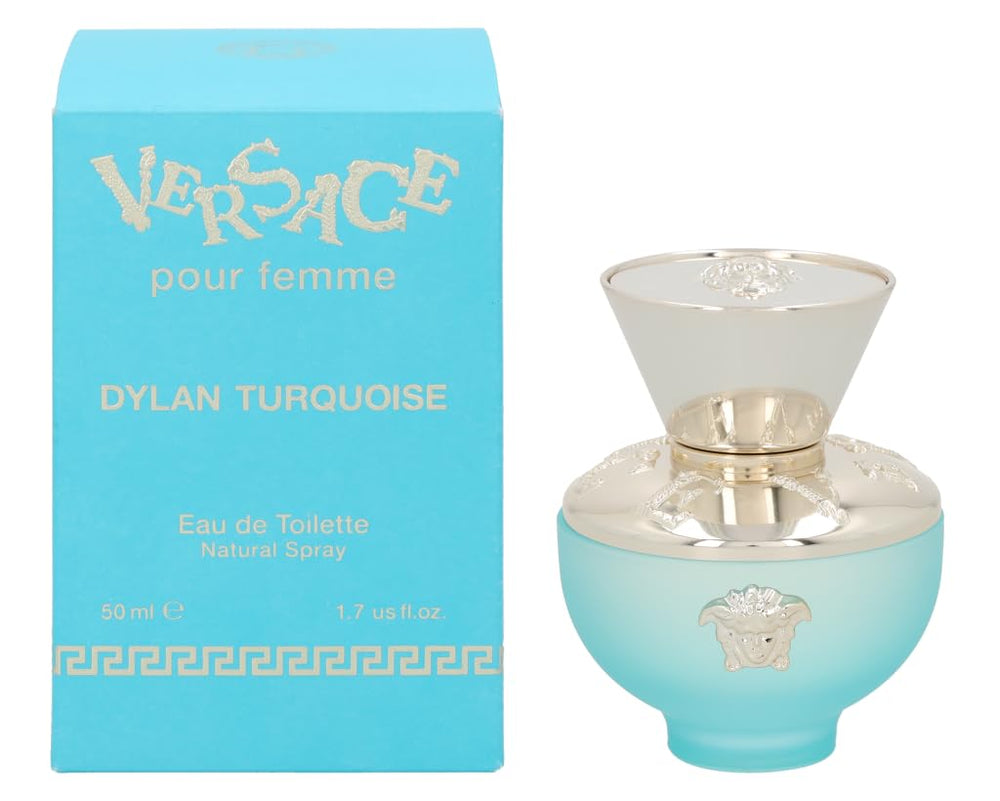 Versace Dylan Turquoise EDT bottle close-up for fresh daytime wear.