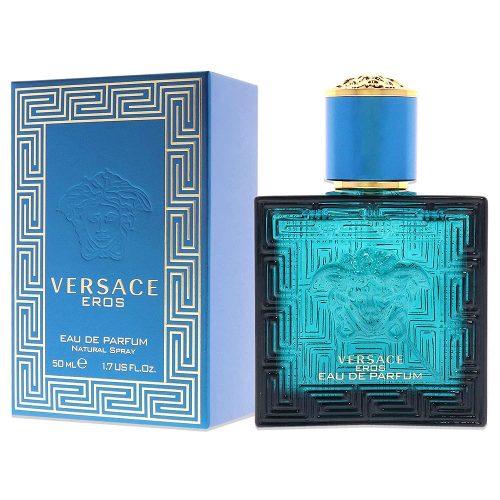 Versace Eros spray application on wrist suggesting sensual, lasting scent impression