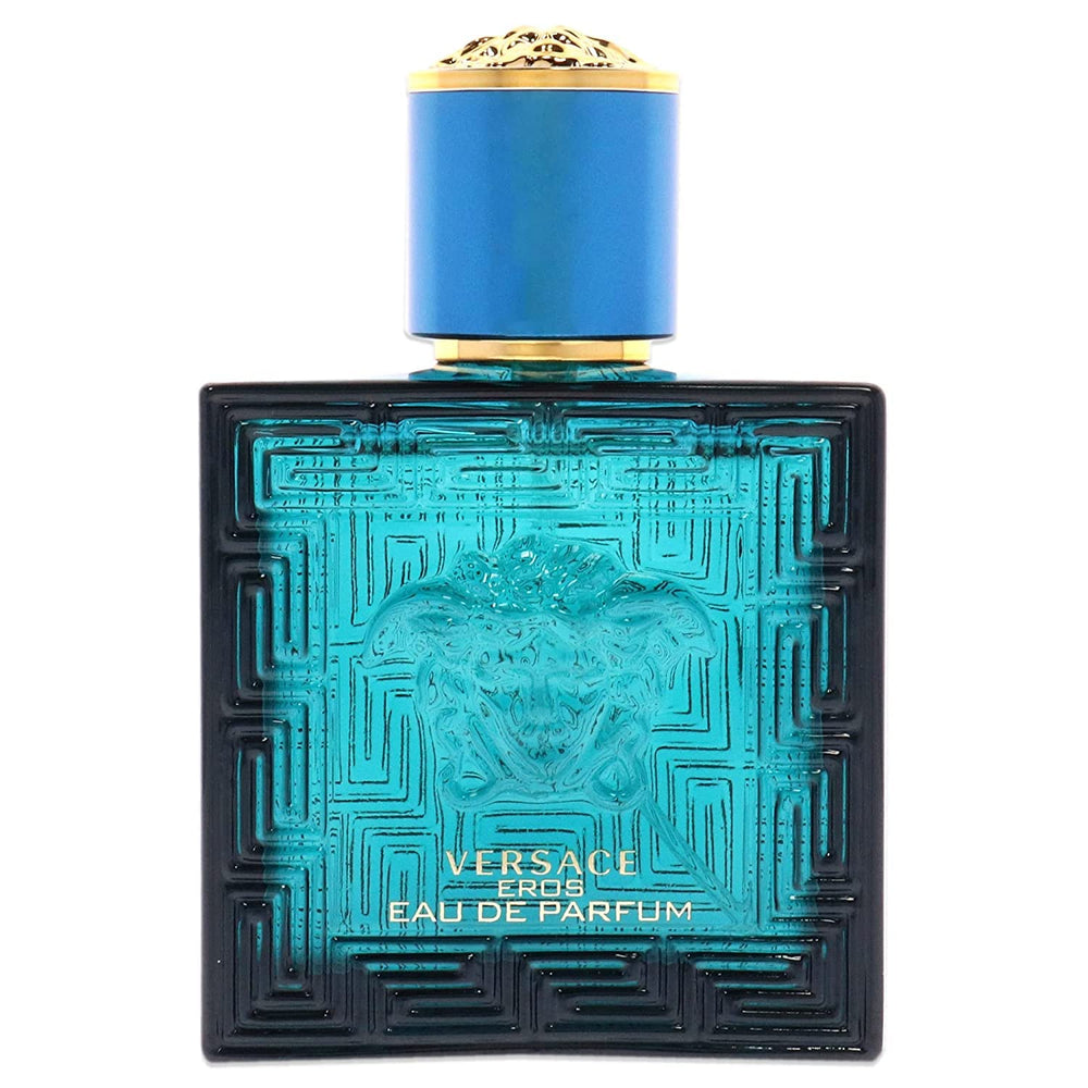 Versace Eros bottle cap and chrome detailing highlight premium presentation for gifting