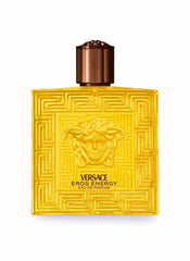 Versace Eros Energy bottle close-up with Medusa emblem, ideal for confident date nights