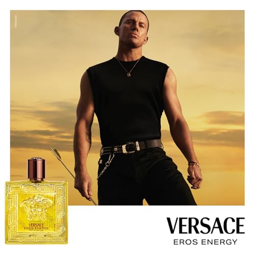 Versace Eros Energy cap detail showing bronze cap for premium fragrance experience