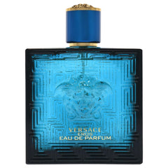Versace Eros for Men bottle closeup highlighting premium details and texture