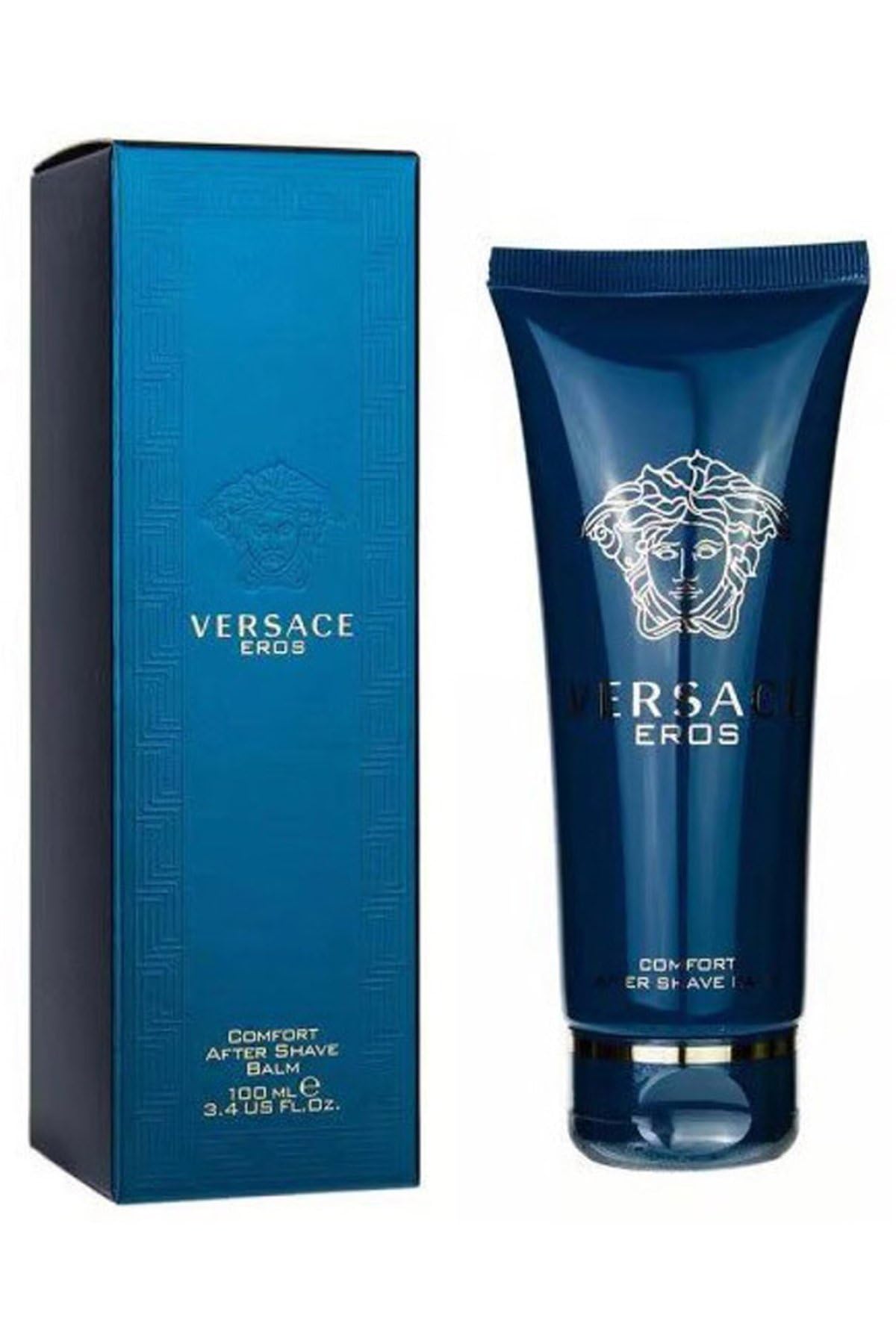 Versace Eros balm application—cooling, non-irritating post-shave routine.