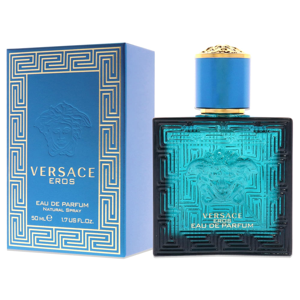 Versace Eros Men EDP ingredient note card emphasizing vegan-friendly formula.