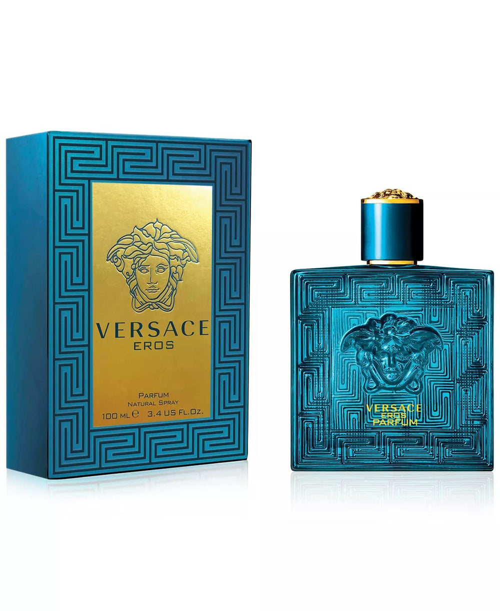 Versace Eros Parfum applying shot, ideal for rituals and cologne layering with confidence.