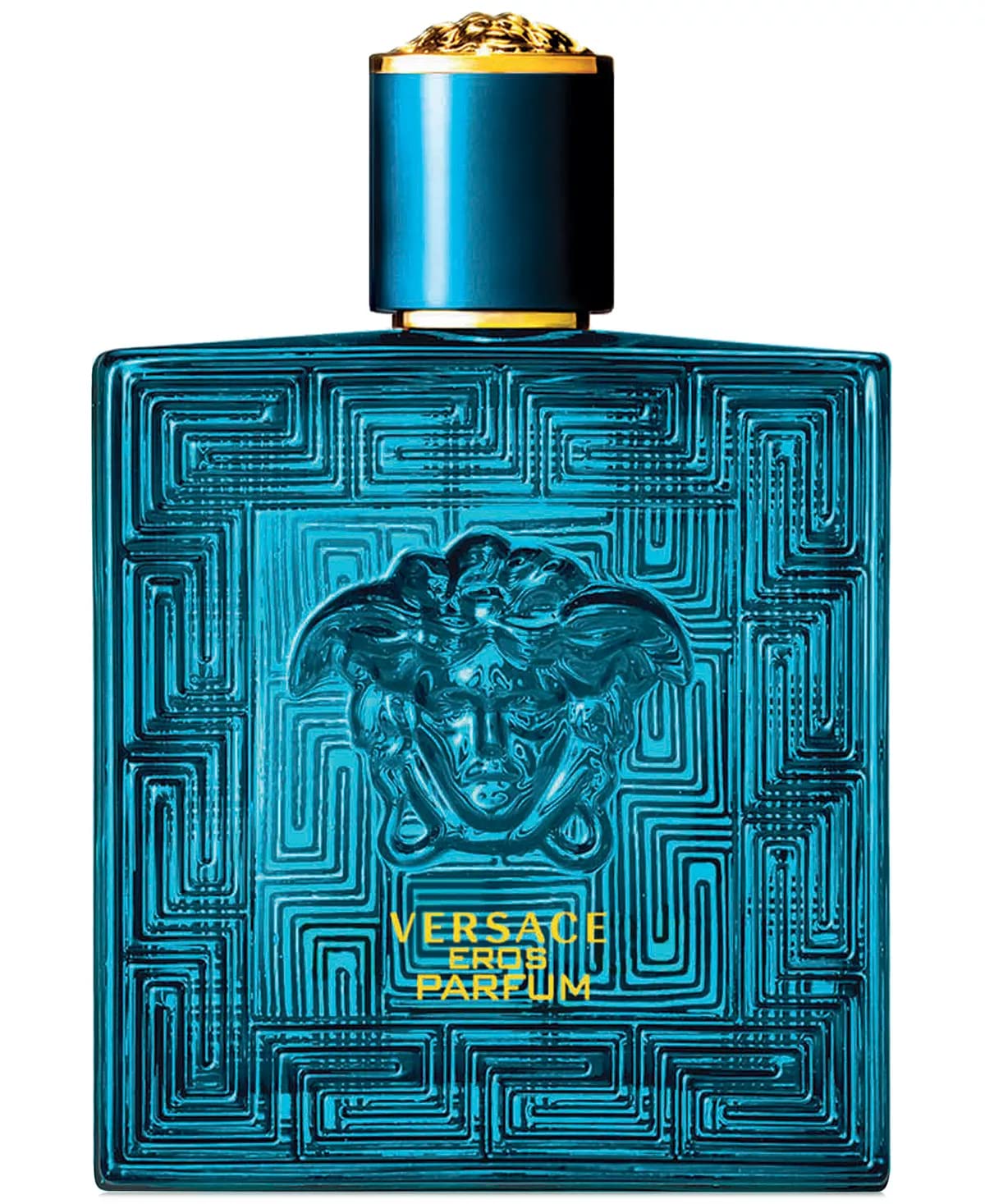 Versace Eros Parfum bottle front view, ideal for evening dressing and confident scent presence.
