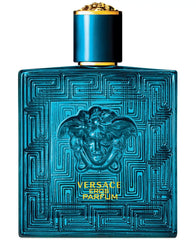 Versace Eros Parfum bottle front view, ideal for evening dressing and confident scent presence.