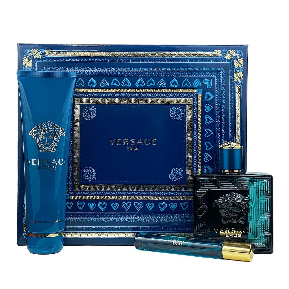 Versace Eros Men gift set packaging, ideal for gifting occasions.