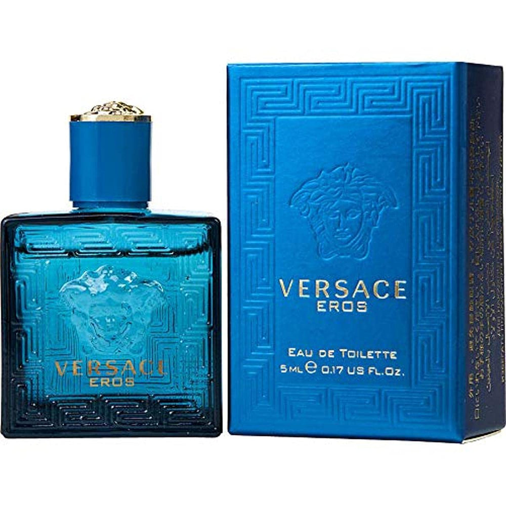 Versace Eros mini EDT bottle front view, travel-friendly compact fragrance