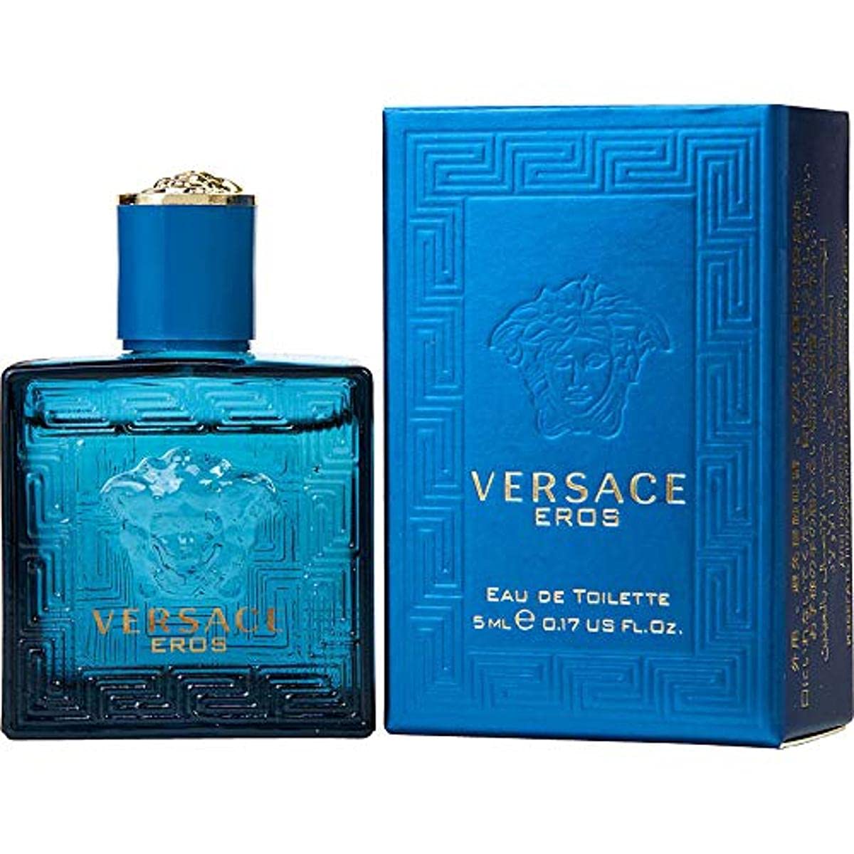 Versace Eros mini EDT bottle front view, travel-friendly compact fragrance