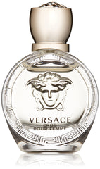Versace Eros Pour Femme bottle front shows compact luxury for travel
