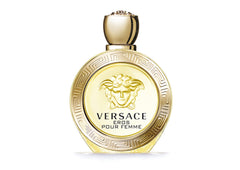 Versace Eros Pour Femme bottle side view, premium design for evening wear