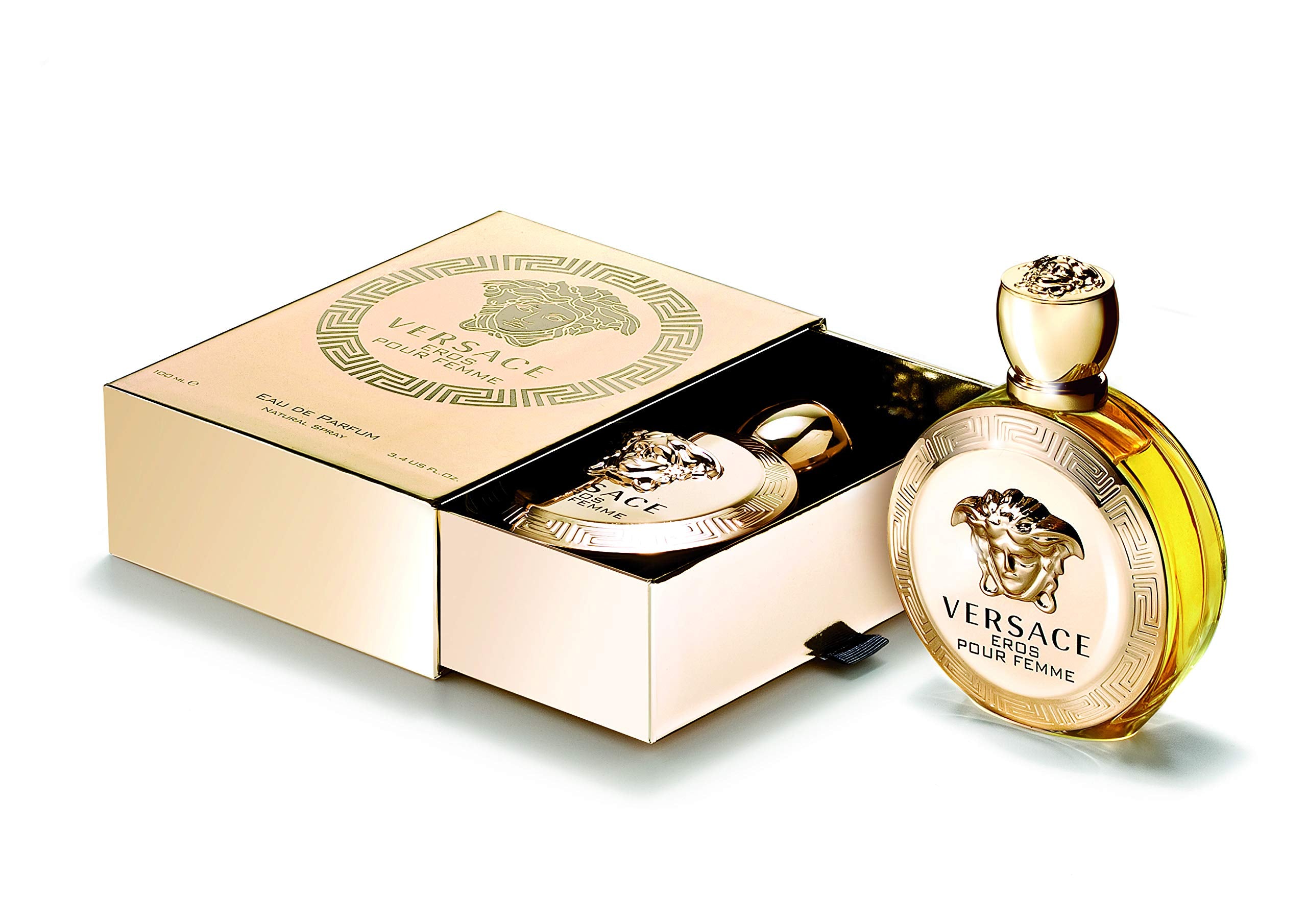 Versace Eros Pour Femme packaging box conveys premium quality suitable for gifting.