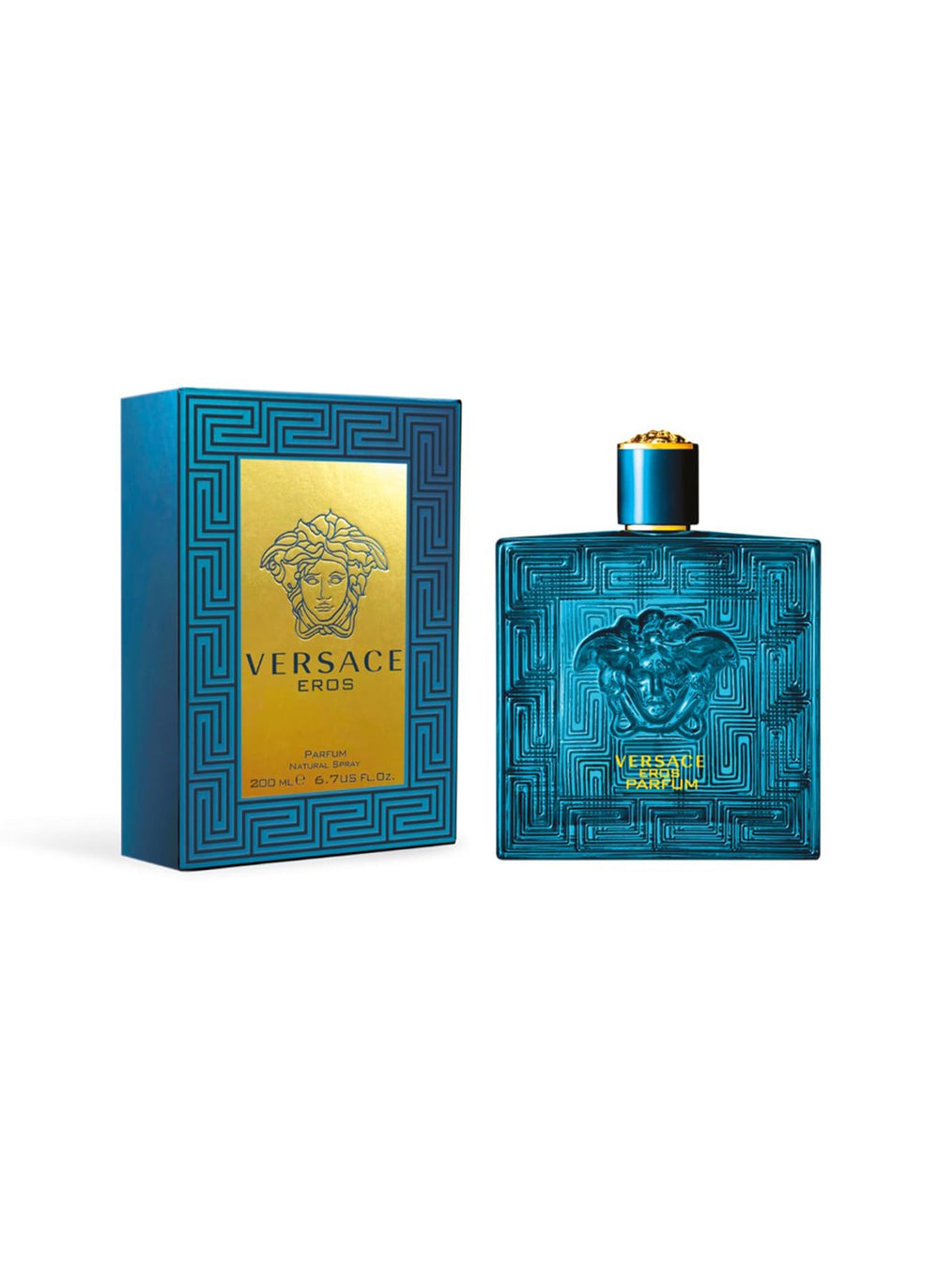 Versace Eros spray application image highlighting long lasting parfum experience for confident daytime or night wear