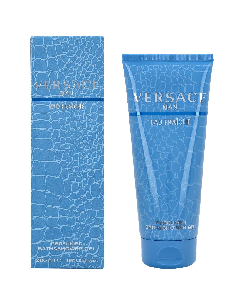 Versace Man Eau Fraiche bottle pour for a refreshing cleanse.