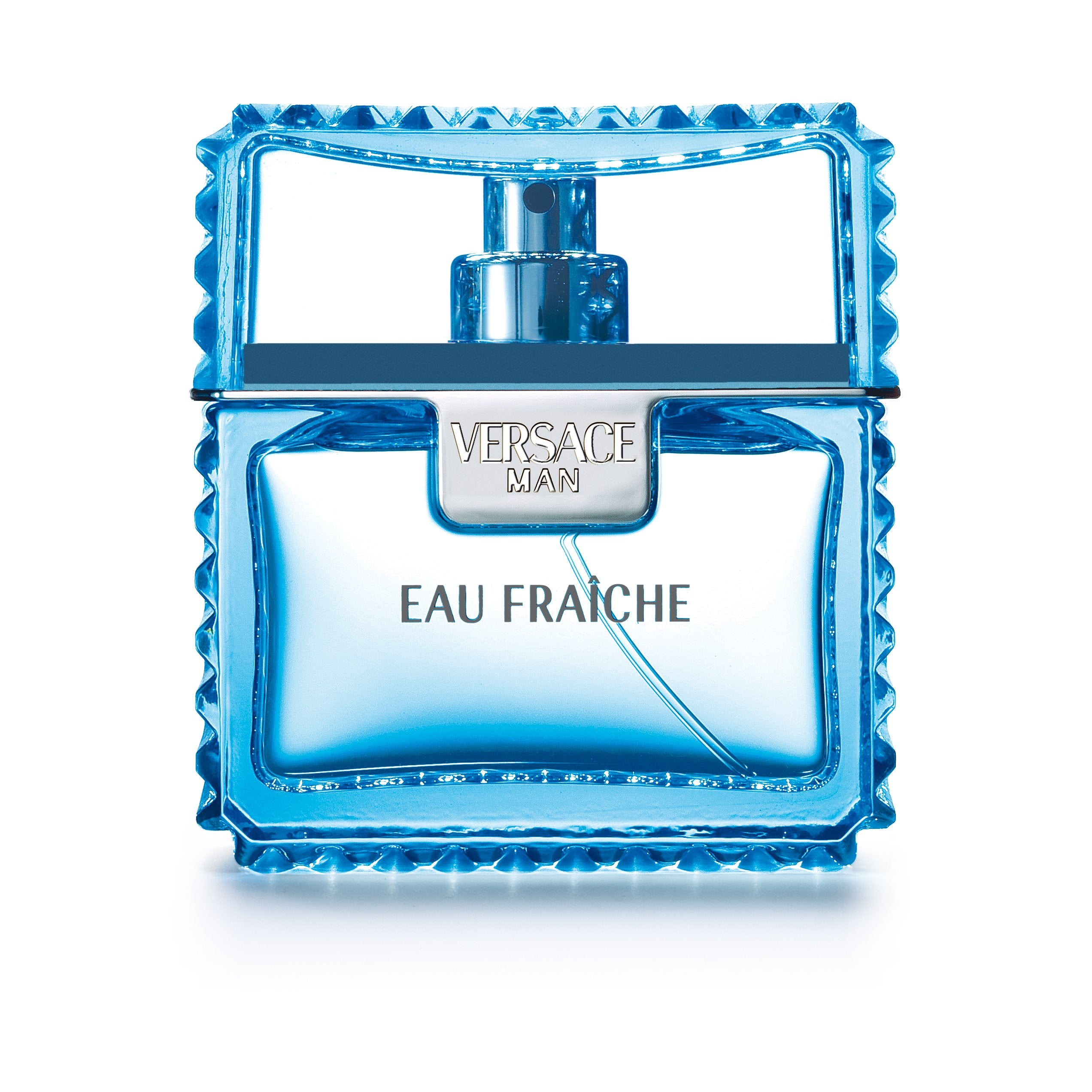 Versace Man Eau Fraiche bottle side profile suitable for confident all-day wear.