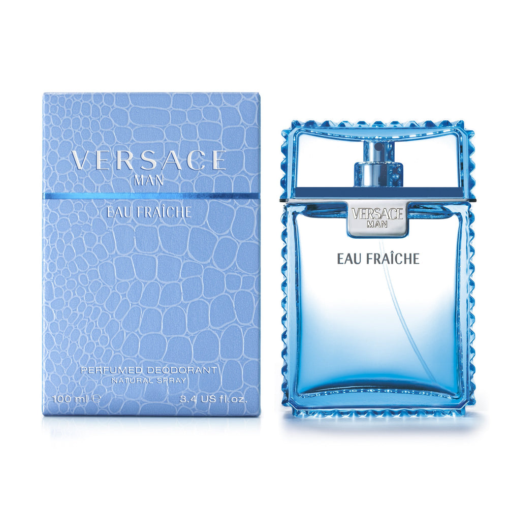 Versace Man Eau Fraiche citrus notes packaging detail for gifting