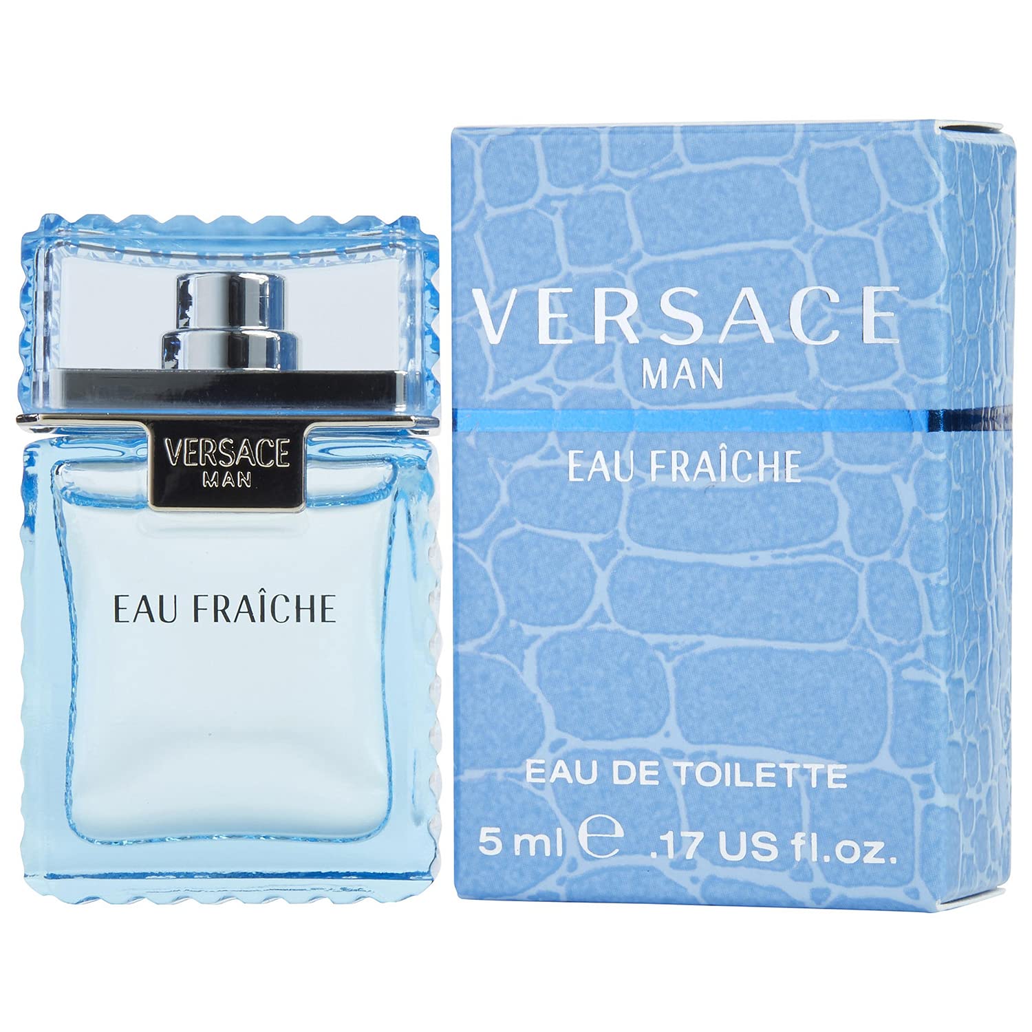 Versace Man Eau Fraiche mini bottle front view, showcasing a fresh citrus vibe for daily wear.