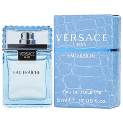 Versace Man Eau Fraiche mini bottle front view, showcasing a fresh citrus vibe for daily wear.