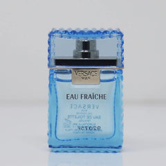 Versace Man Eau Fraiche mini packaging, compact travel-size design for on-the-go fragrance.