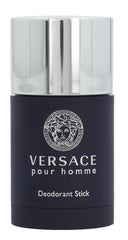 Versace Pour Homme deodorant stick label detail highlights iconic branding.