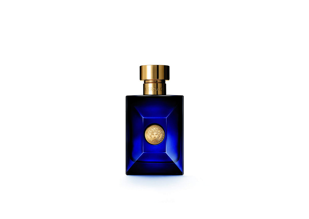 Versace Pour Homme Dylan Blue cap detail highlighting luxury materials for tactile, premium feel.