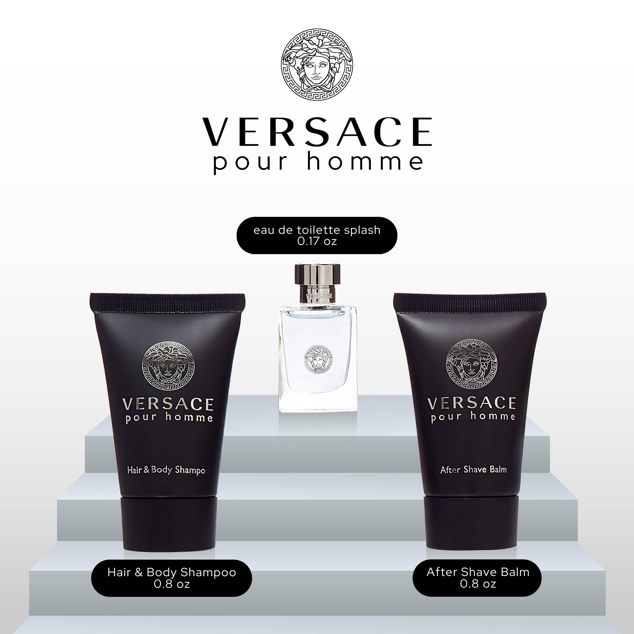 Versace Pour Homme mini set edt bottle highlights citrus-woody fragrance for daily wear