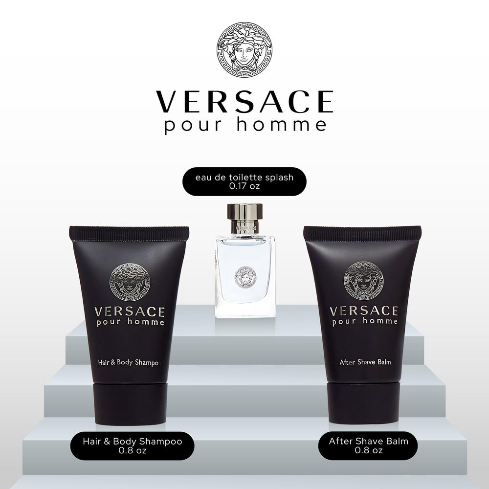 Versace Pour Homme mini set edt bottle highlights citrus-woody fragrance for daily wear