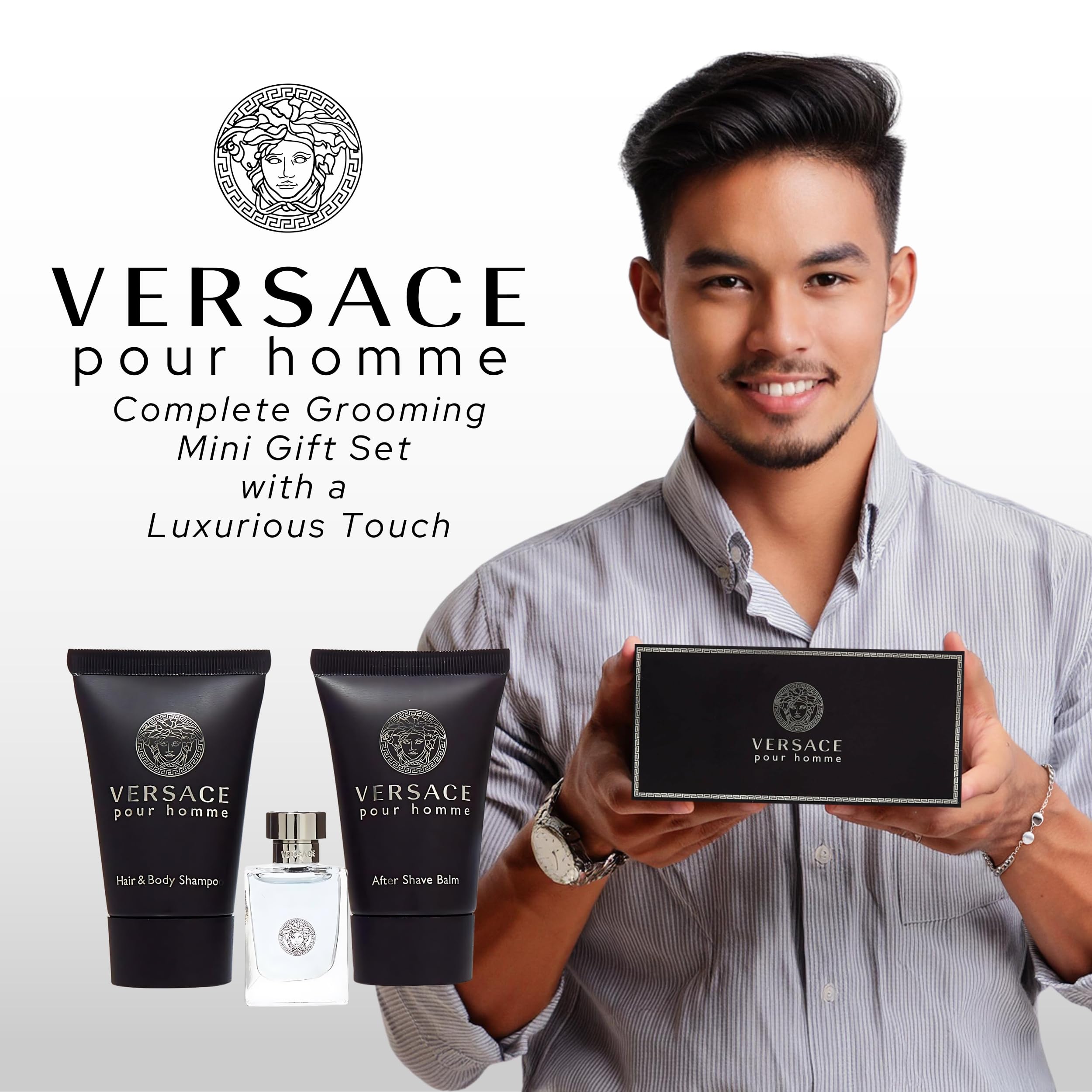 Versace Pour Homme mini set gift-ready box communicates premium gifting appeal