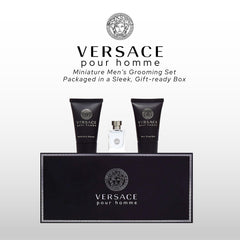 Versace Pour Homme mini set hair and body shampoo displays travel-friendly cleanse and refreshed skin