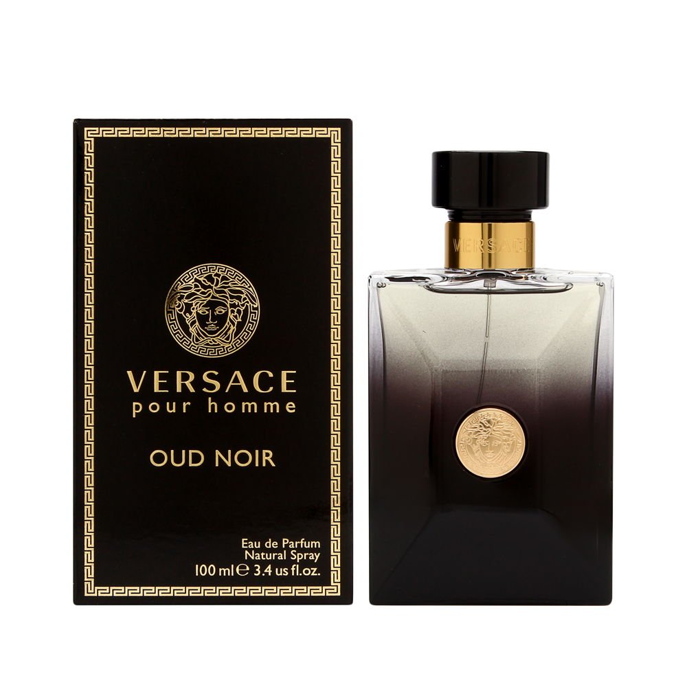 Versace Pour Homme Oud Noir bottle, ideal for sophisticated evening wear and confident scent presence
