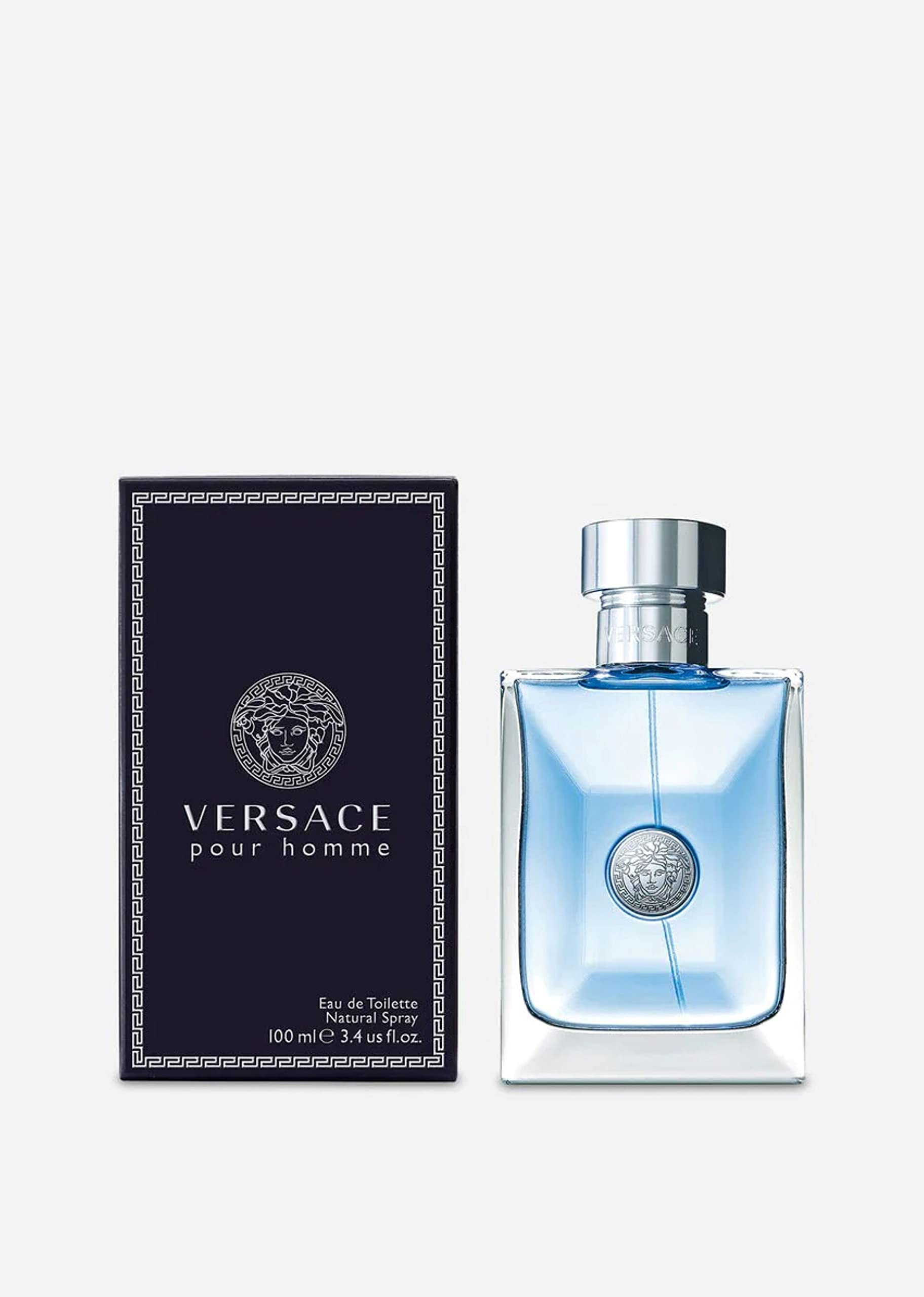 Versace Pour Homme luxury packaging box signals premium unboxing experience.