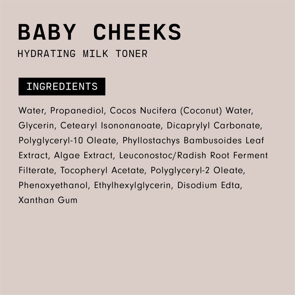 Versed Baby Cheeks Toner label-front emphasizes vegan and cruelty-free formula.