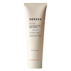 Versed Buff It Out exfoliating scrub jar shows creamy texture for smoothing skin