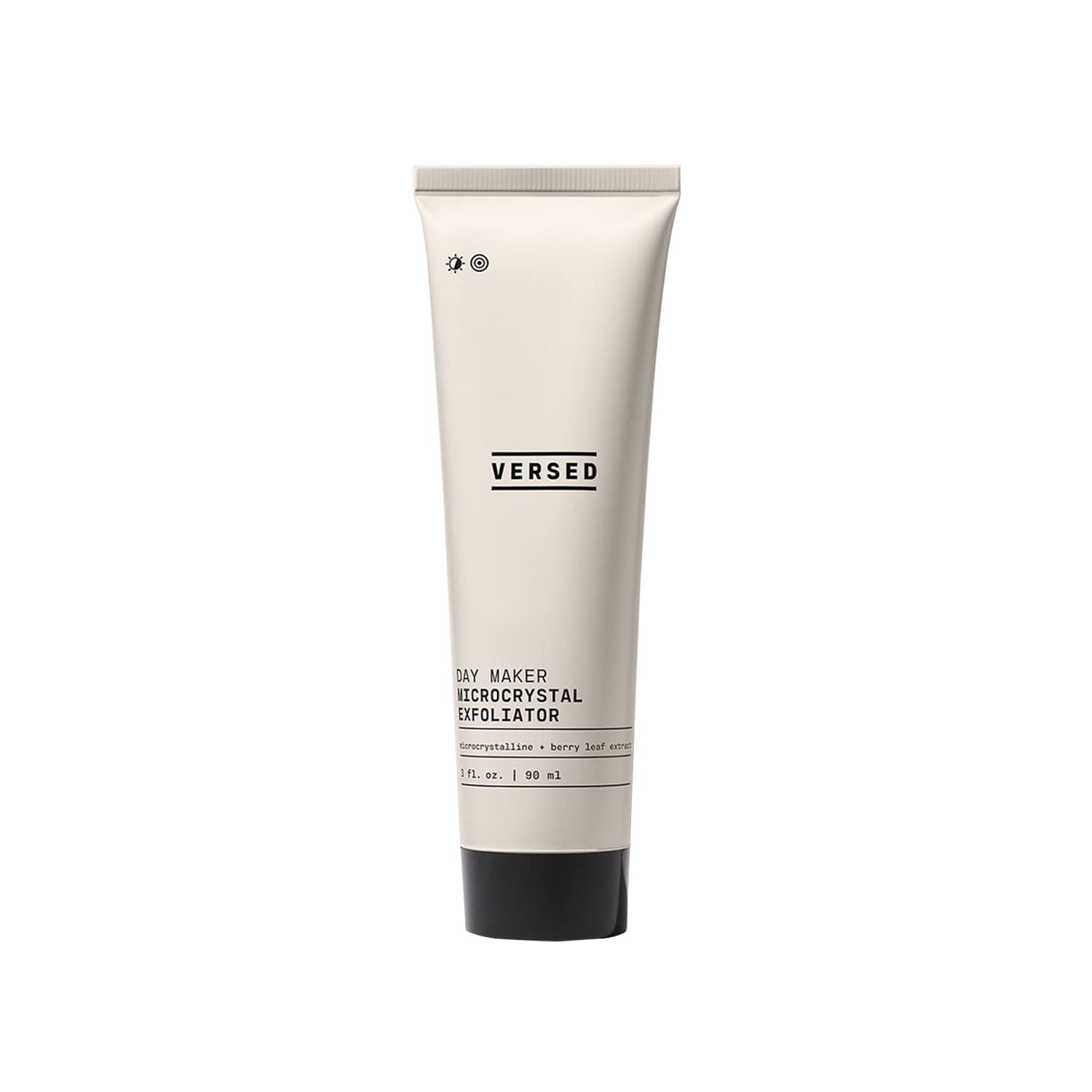 Versed Day Maker exfoliating cleanser bottle shows creamy texture for brighter, smoother skin.