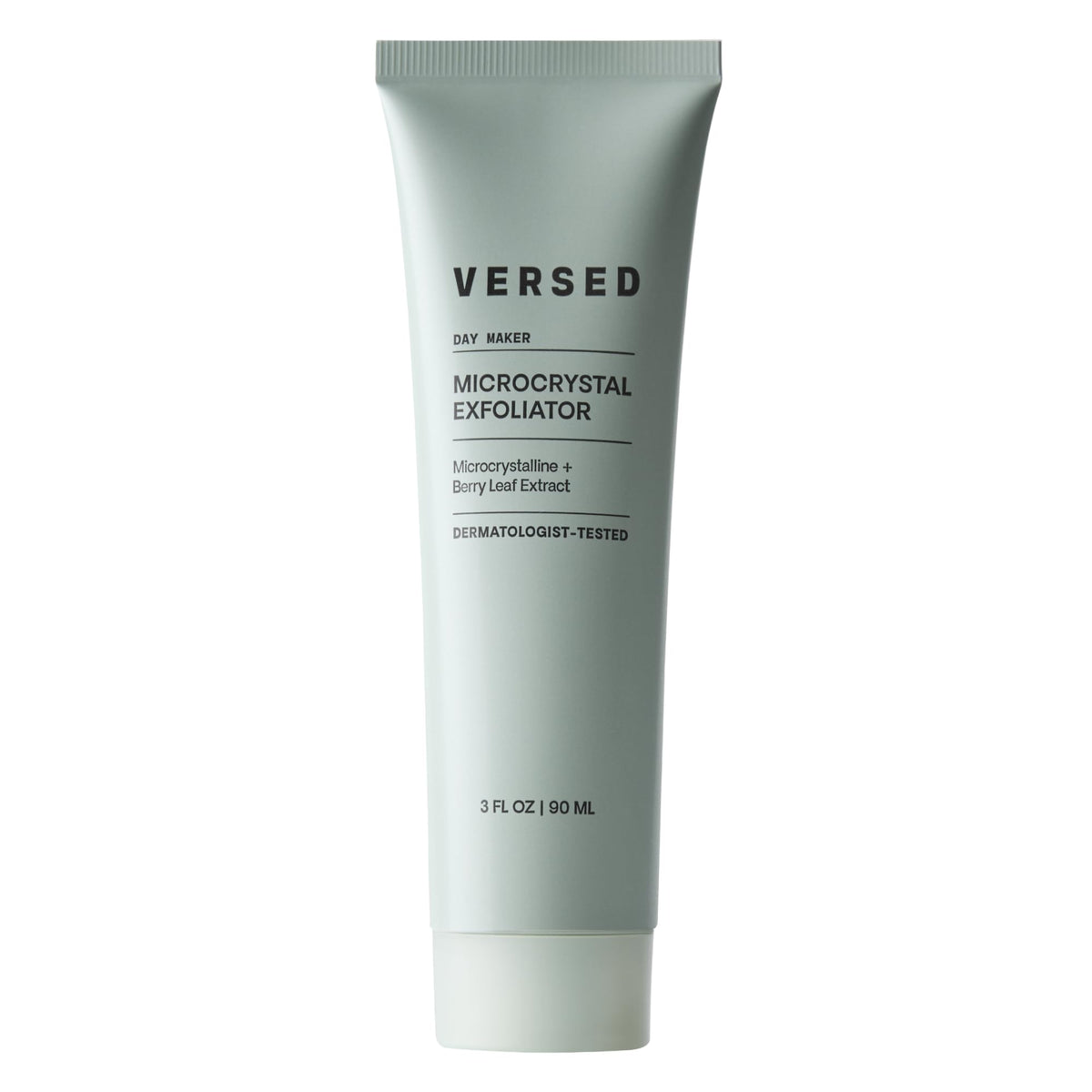 Versed Day Maker exfoliating cleanser bottle displays creamy texture for refreshed skin.