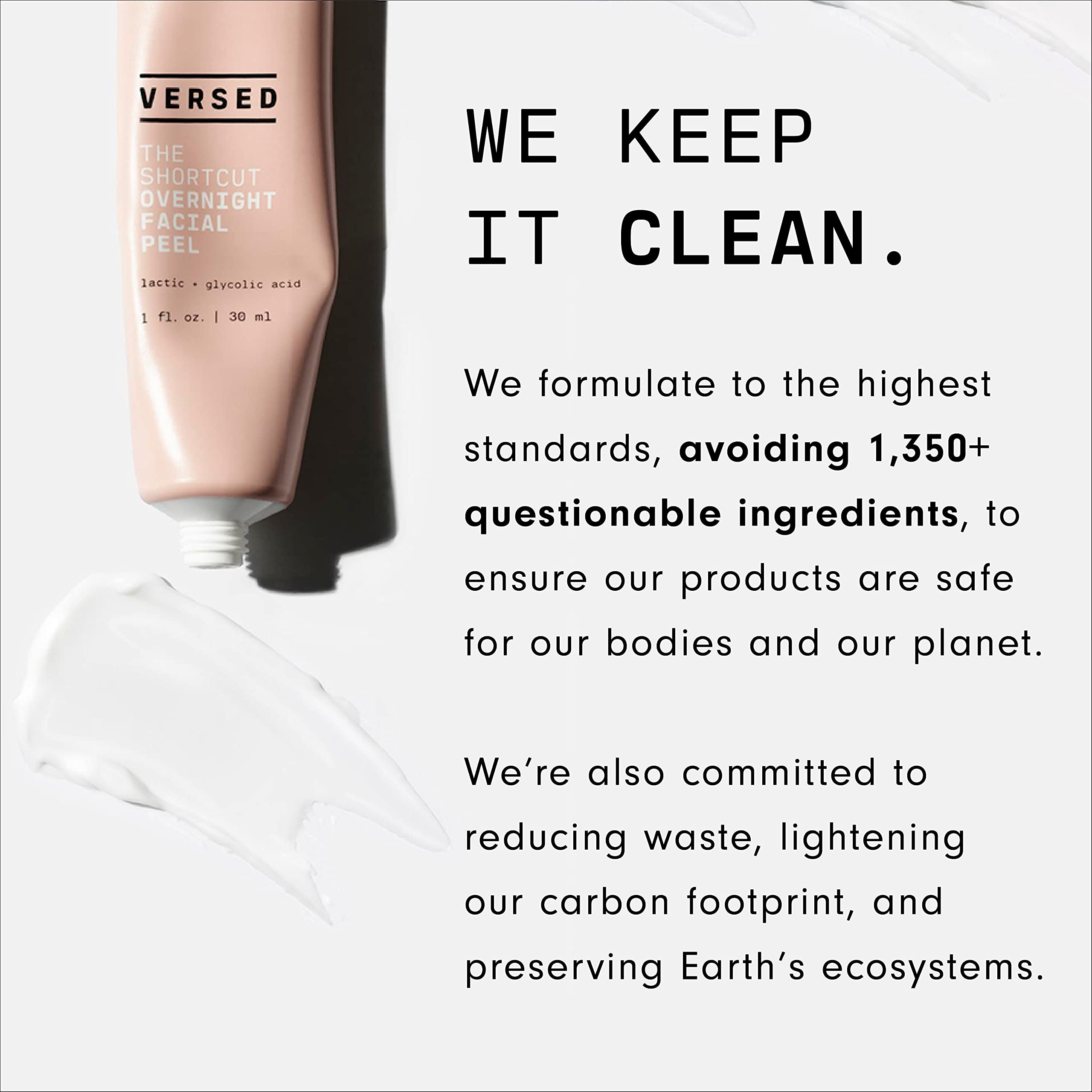 Versed Day Maker microcrystals closeup highlights biodegradable exfoliants for gentle pore cleansing.