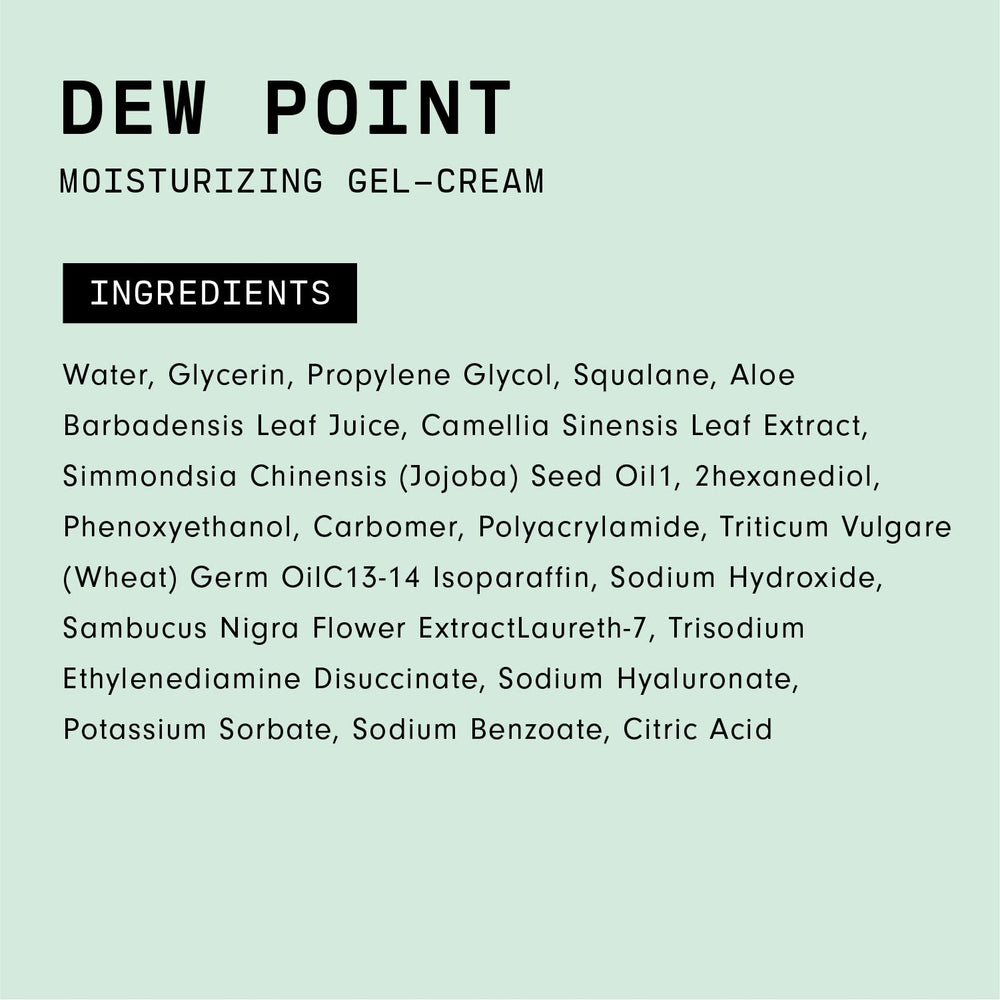 Versed Dew Point Gel Moisturizer on a clean bathroom setup for daily comfort