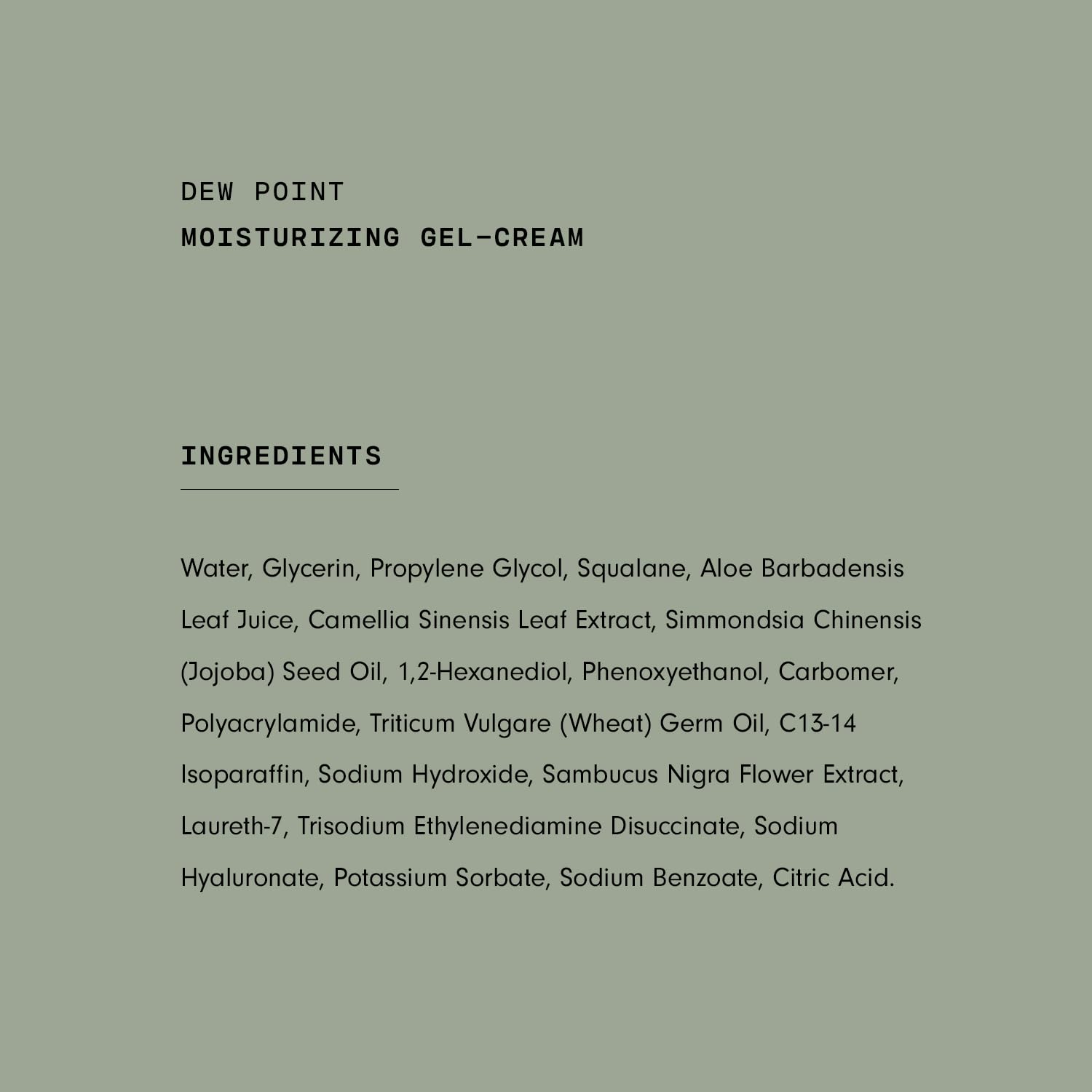 Versed Dew Point Gel Moisturizer closeup of ingredients scan on label