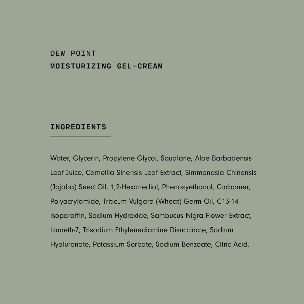 Versed Dew Point Gel Moisturizer closeup of ingredients scan on label