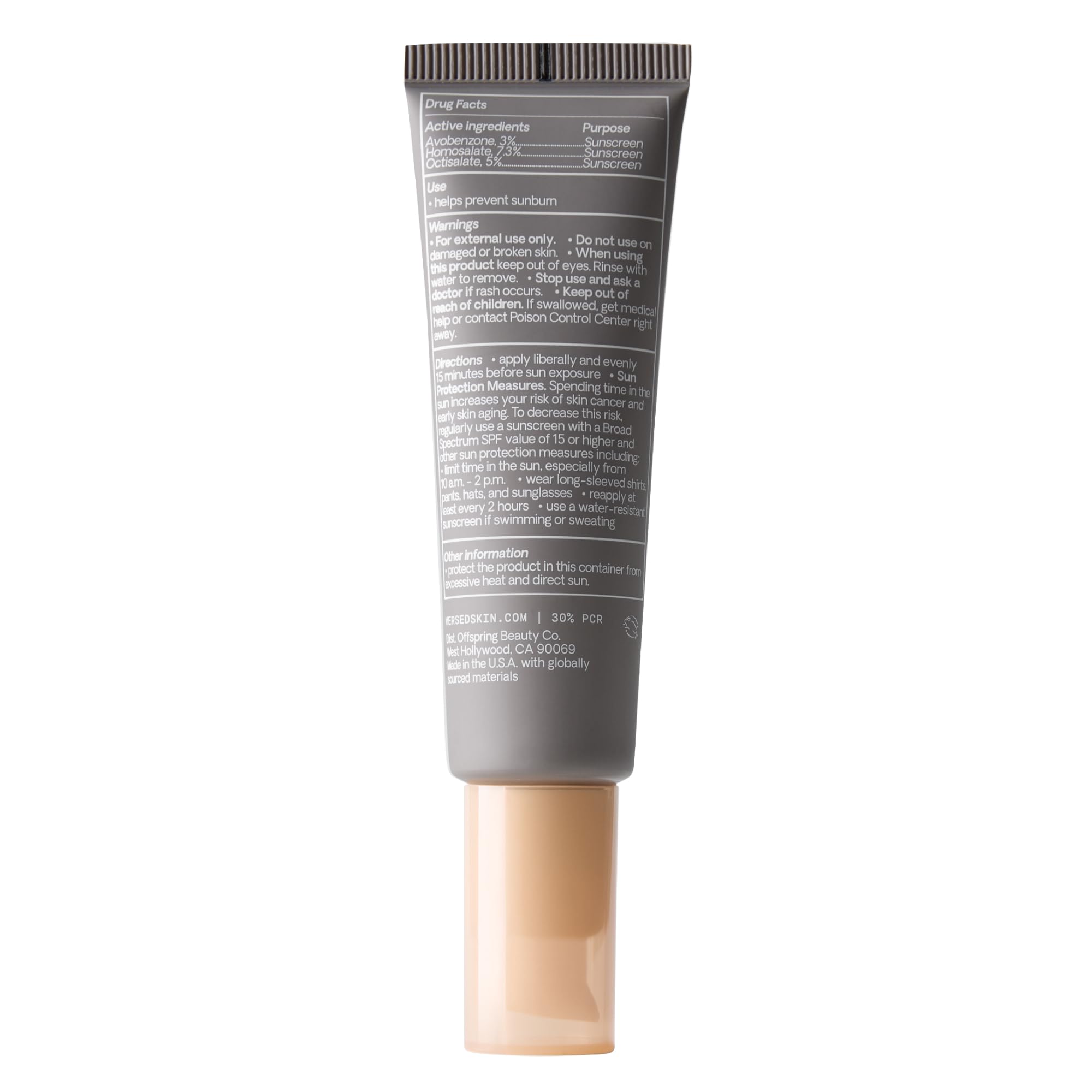 Versed Good Defense packaging emphasizes recycled plastic and eco-friendly design.