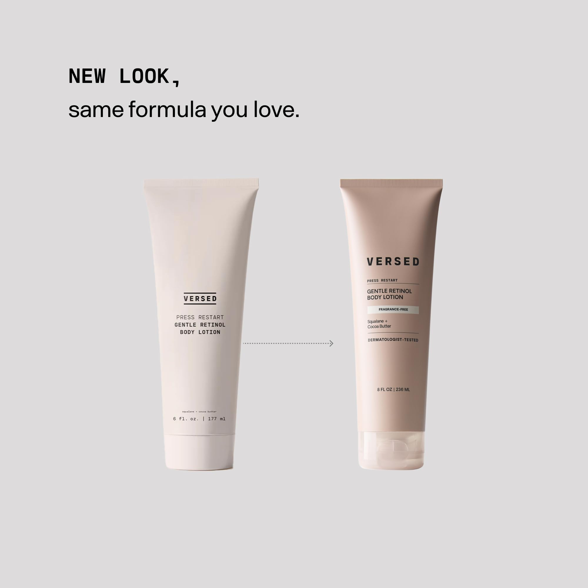 Versed Press Restart Retinol Body Lotion applied on arm helps smooth texture.